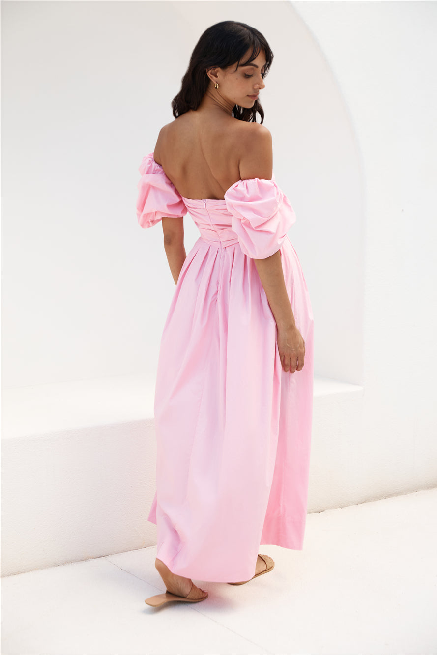 Bella Off-Shoulder Maxi Dress Pink-Roy Dress