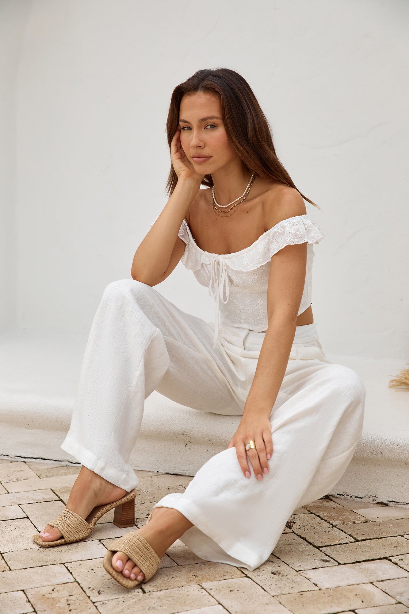 Whispering Willows Crop Top White-Roy Dress