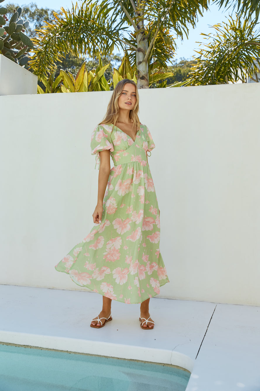 Blossom Season Maxi Dress Green-Roy Dress