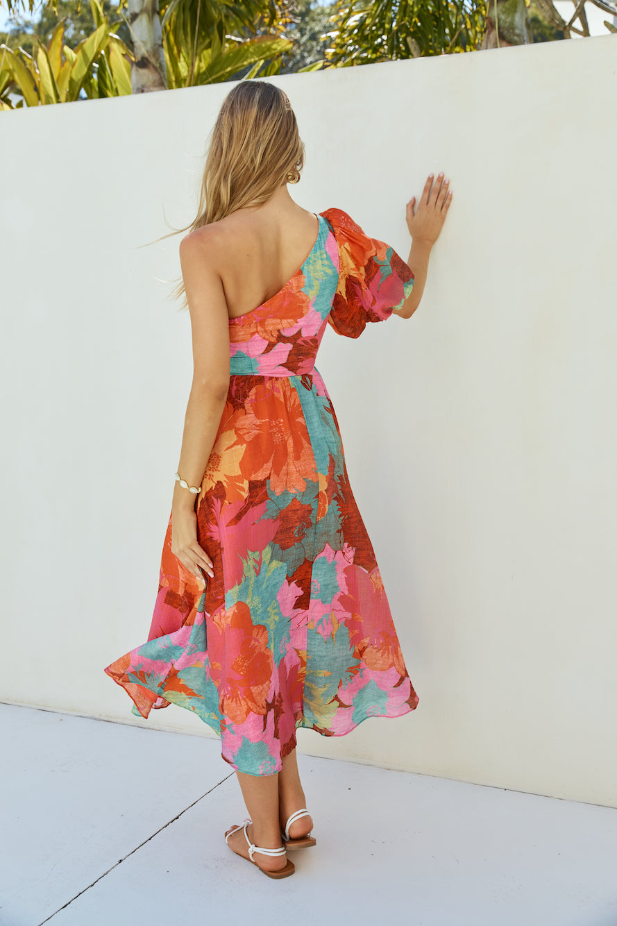 Sunseeker One Shoulder Maxi Dress Pink-Roy Dress