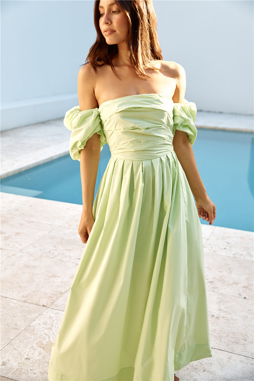 Bella Off-Shoulder Maxi Dress Green-Roy Dress