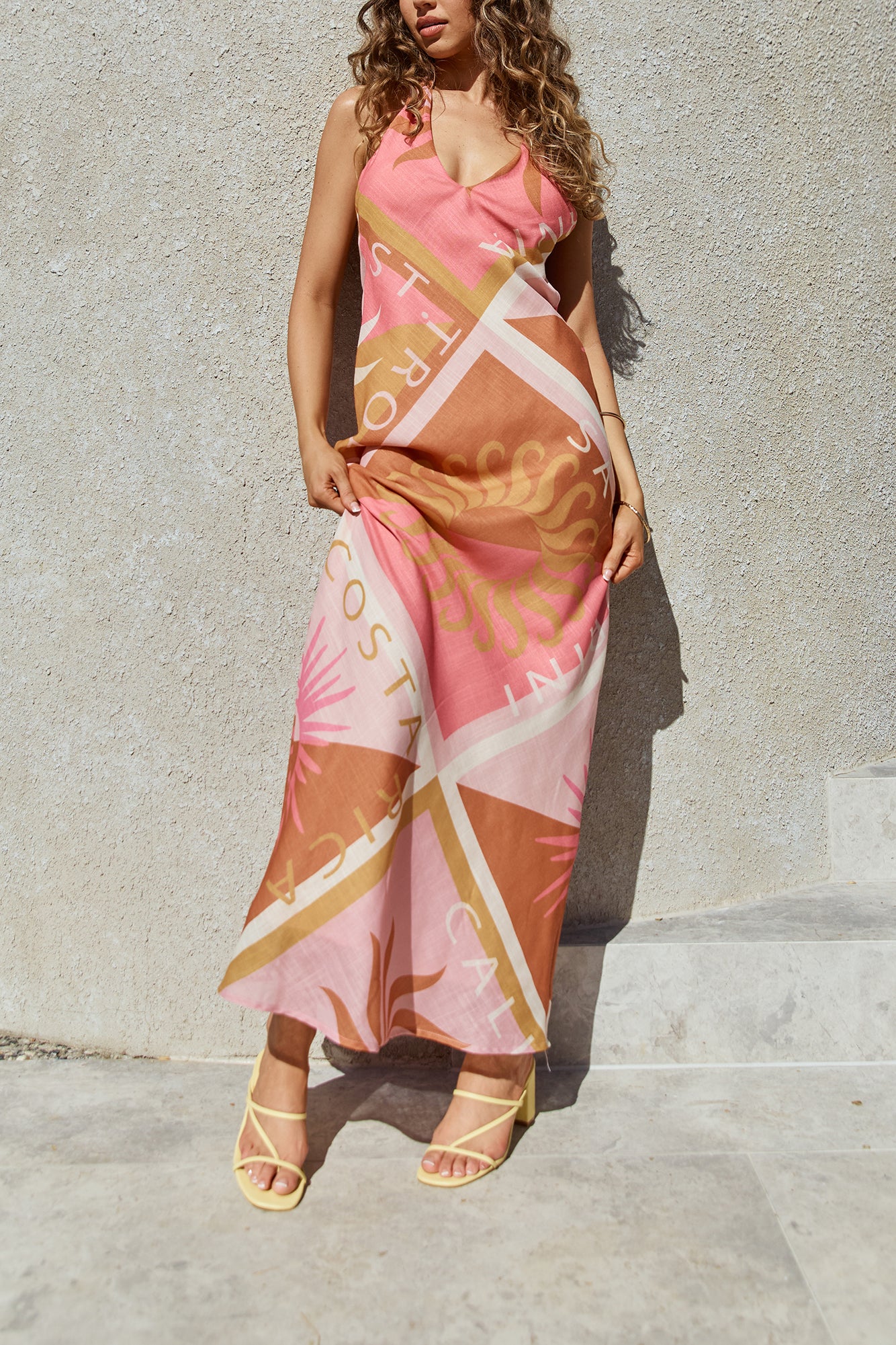 Hideaway Halter Maxi Dress Pink-Roy Dress