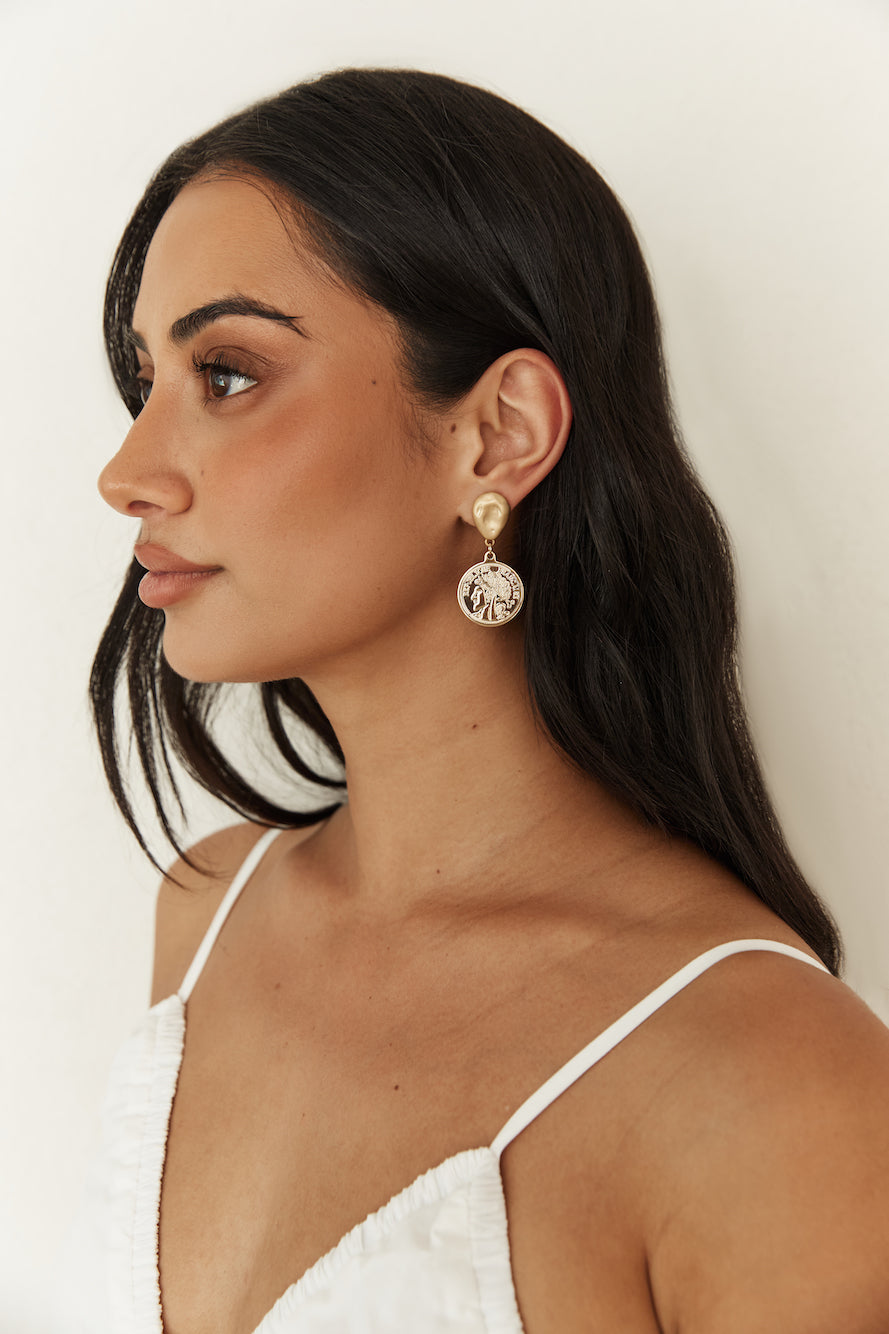 18K Gold Plated Lucky Coin Earrings Gold-Roy Dress