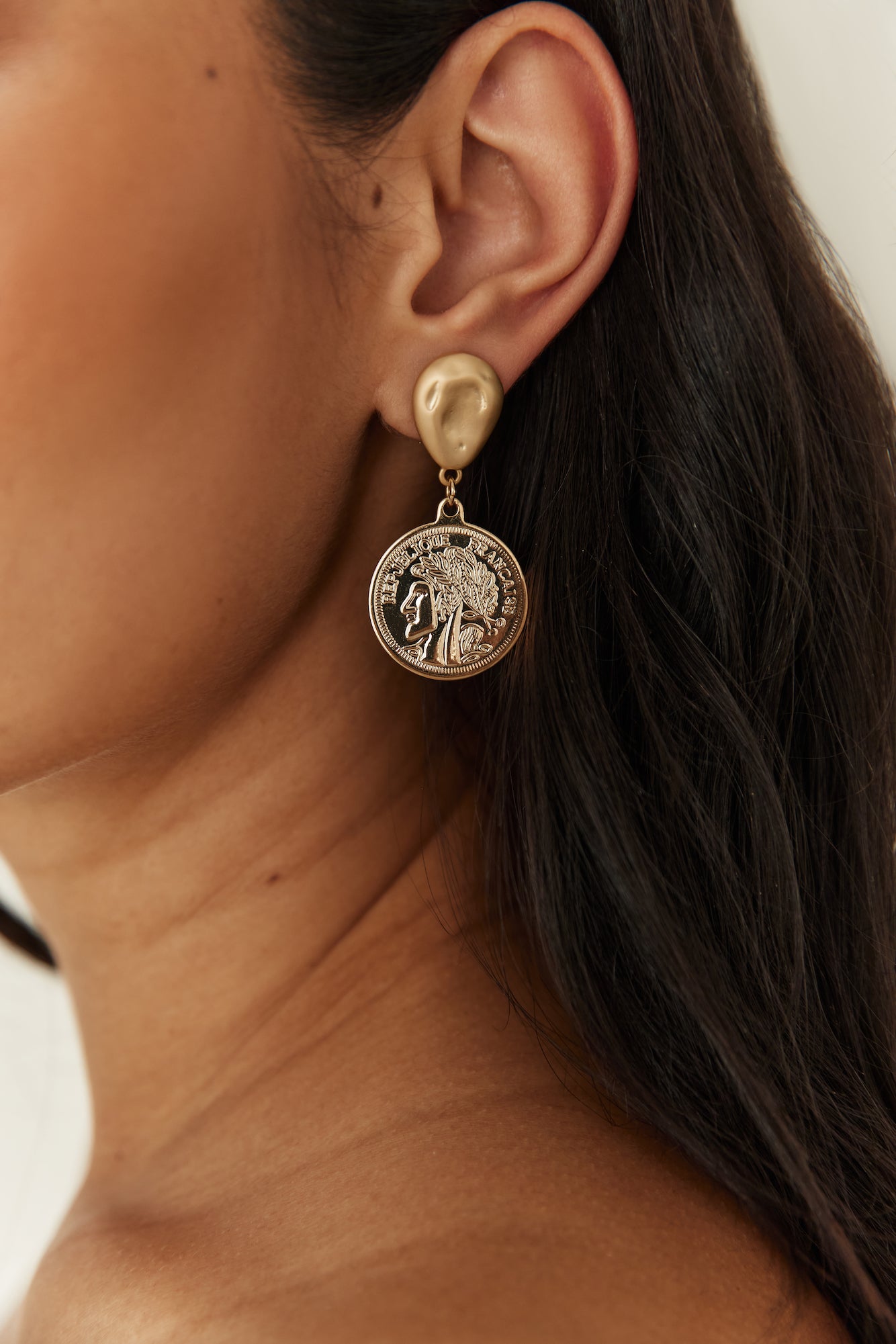18K Gold Plated Lucky Coin Earrings Gold-Roy Dress