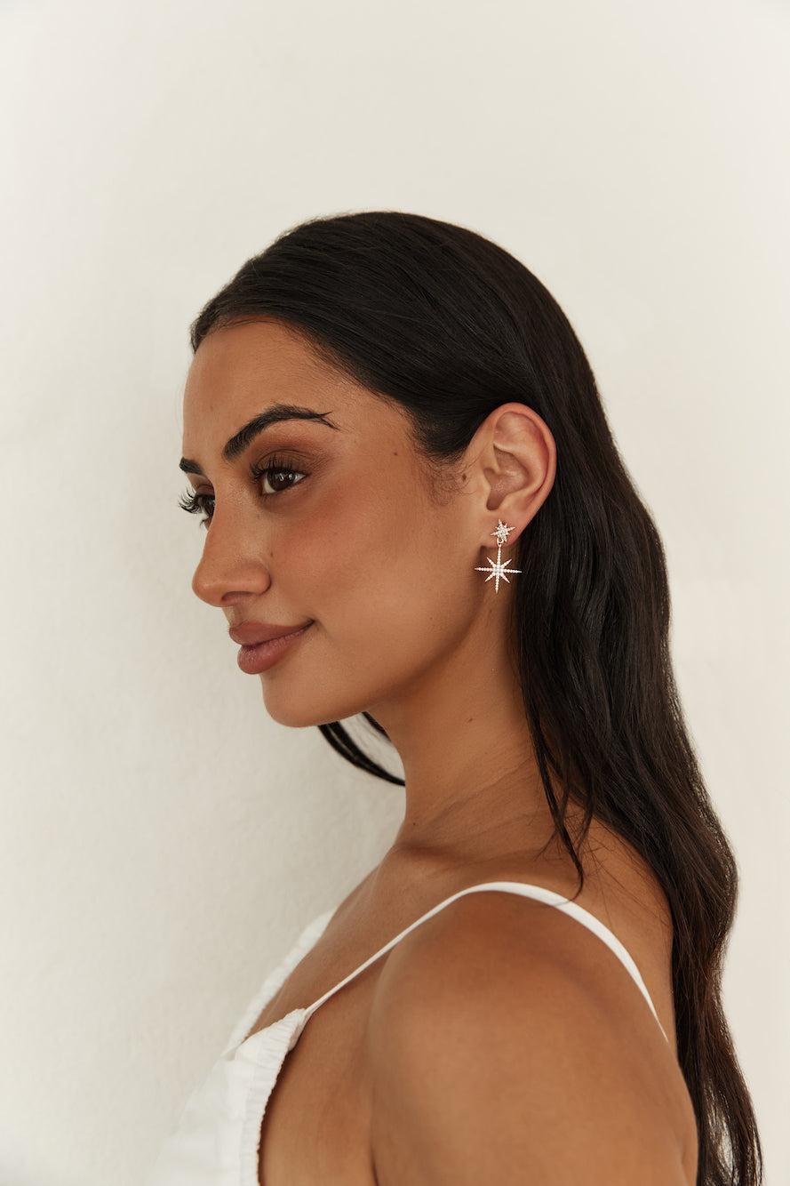 18K Gold Plated Evange Line Earrings Gold-Roy Dress