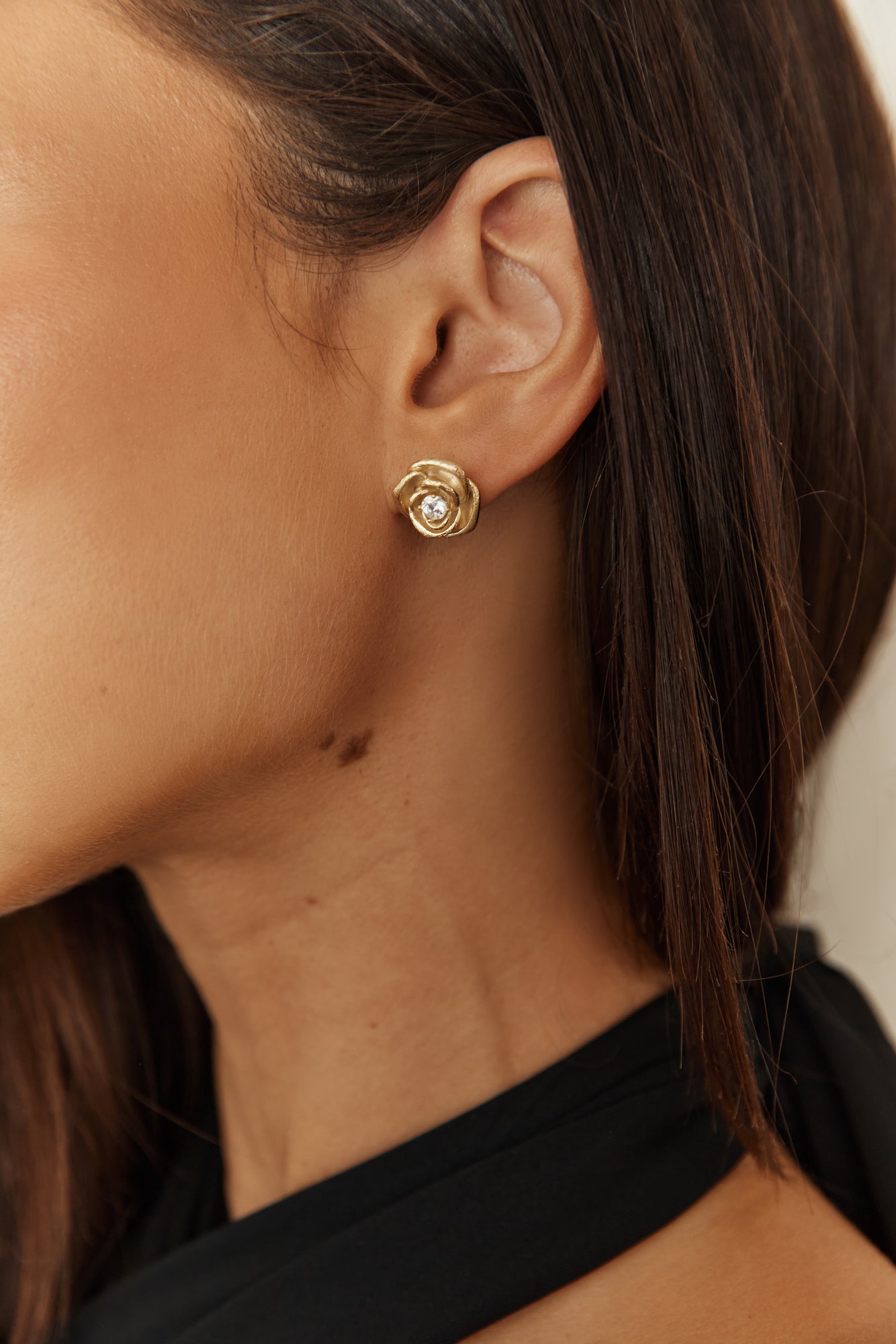 18K Gold Plated Golden Rose Earrings Gold-Roy Dress