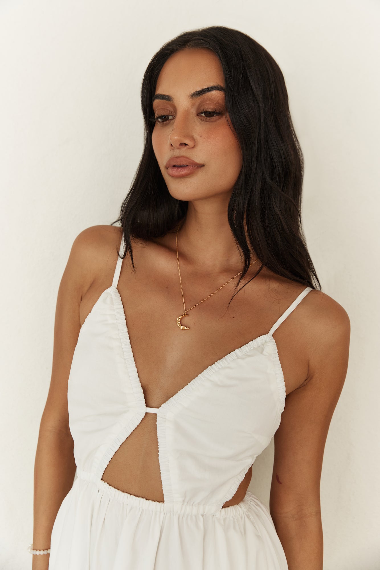 18K Gold Plated La Luna Necklace Gold-Roy Dress