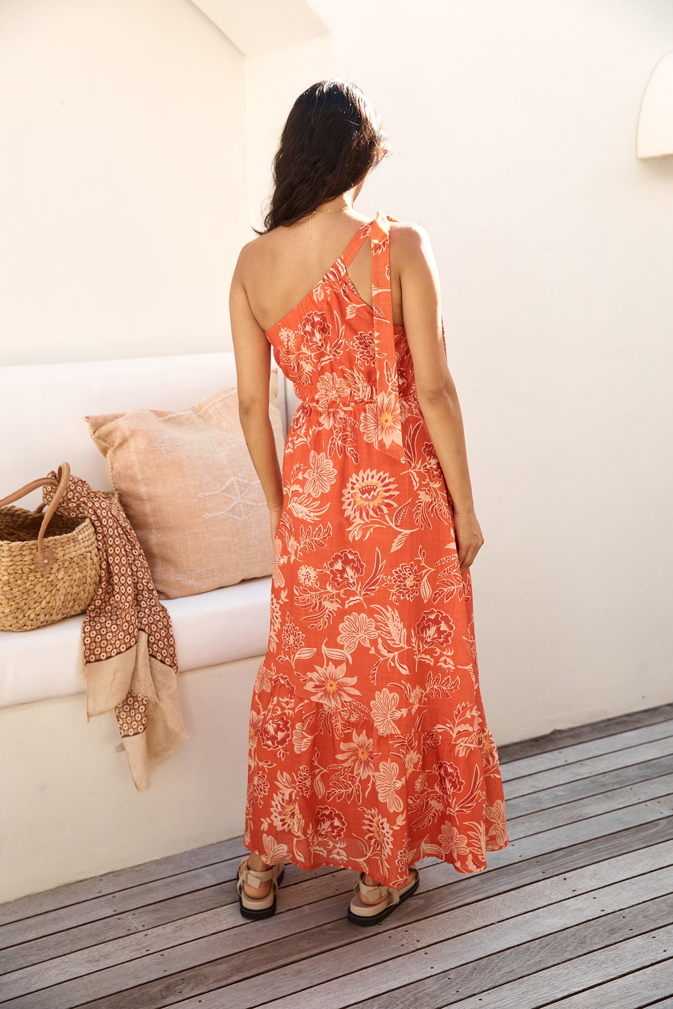 Sweet Melody One Shoulder Maxi Dress Orange-Roy Dress
