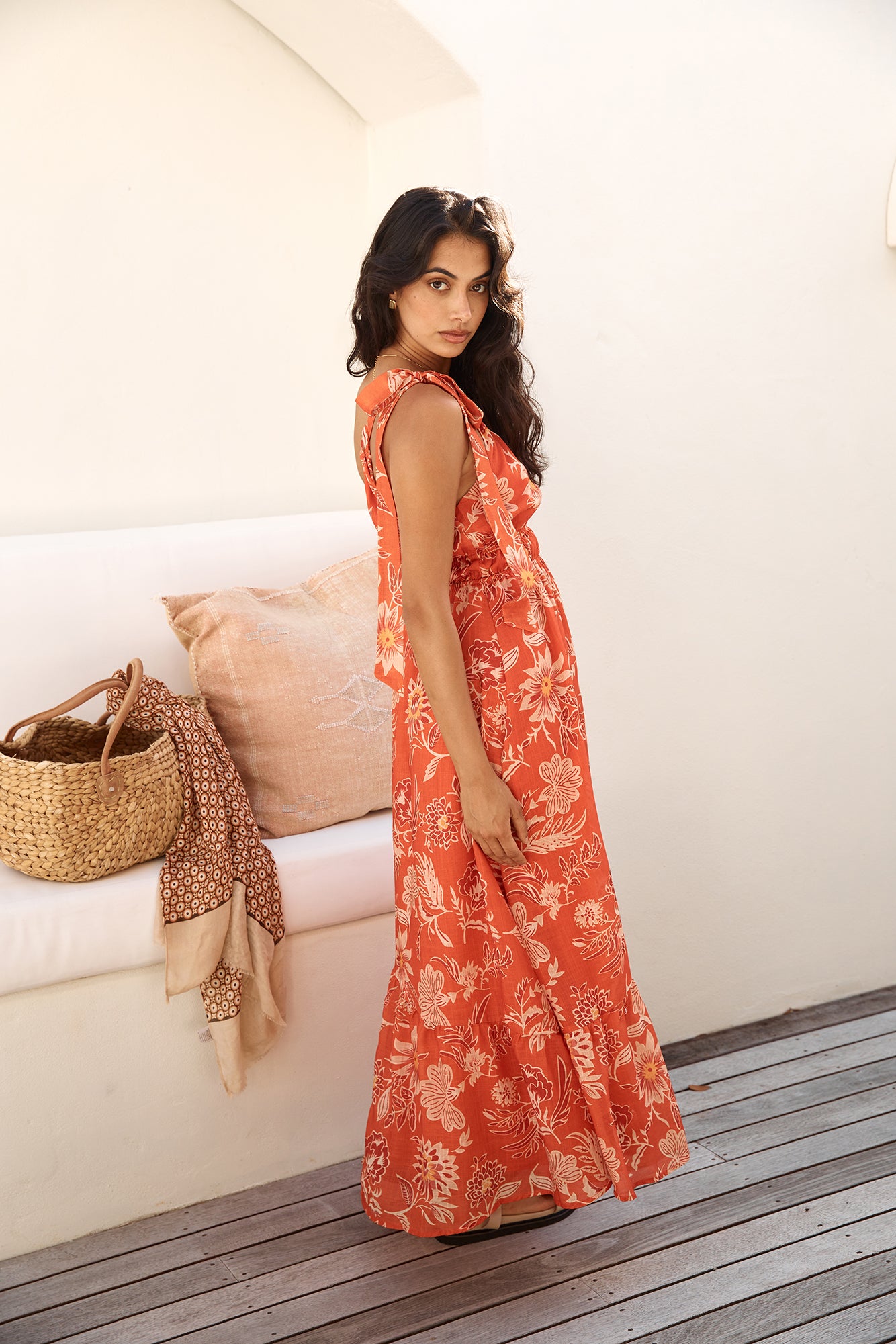 Sweet Melody One Shoulder Maxi Dress Orange-Roy Dress