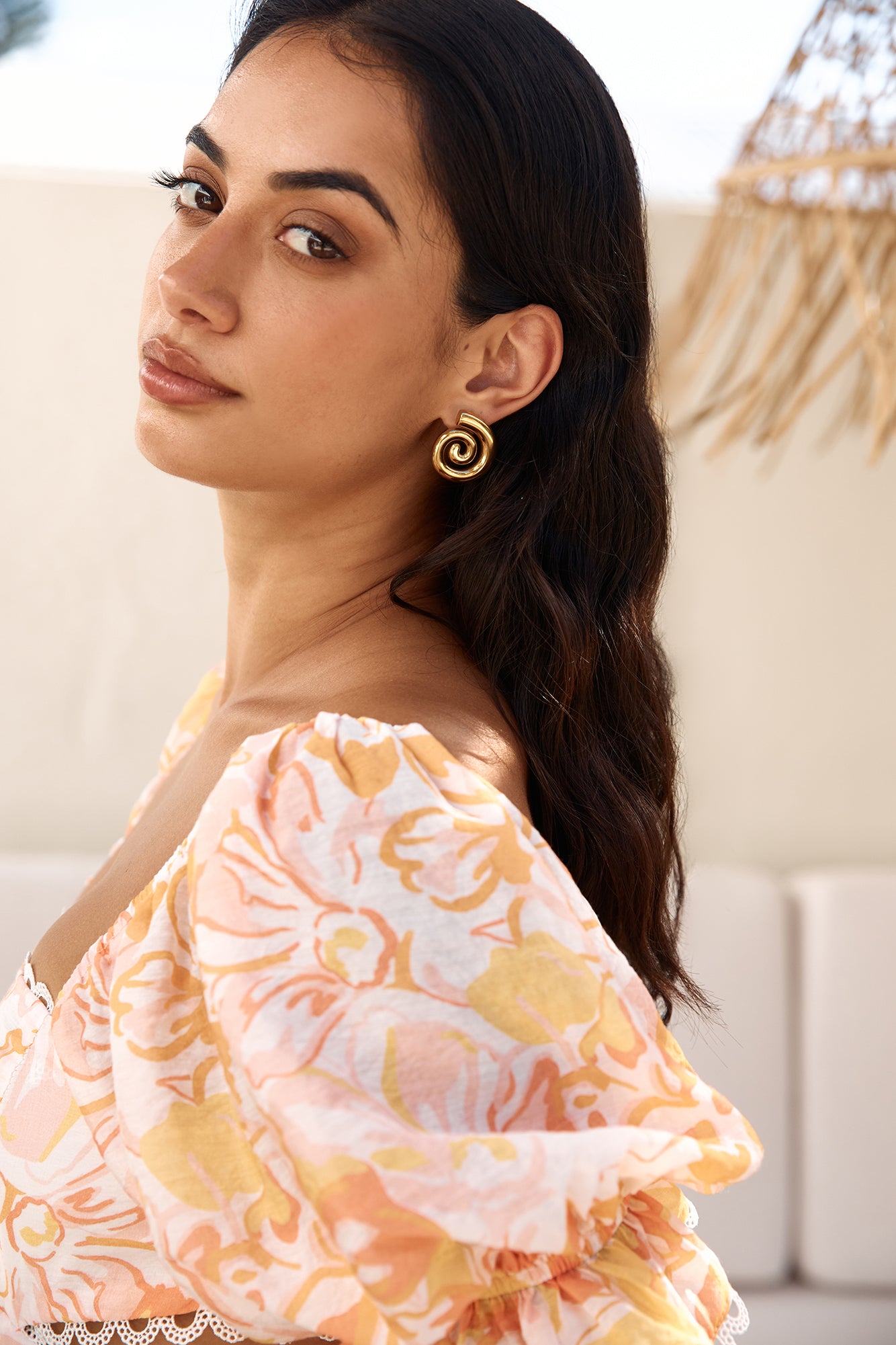 18k Gold Plated Around Cities Earrings Gold-Roy Dress