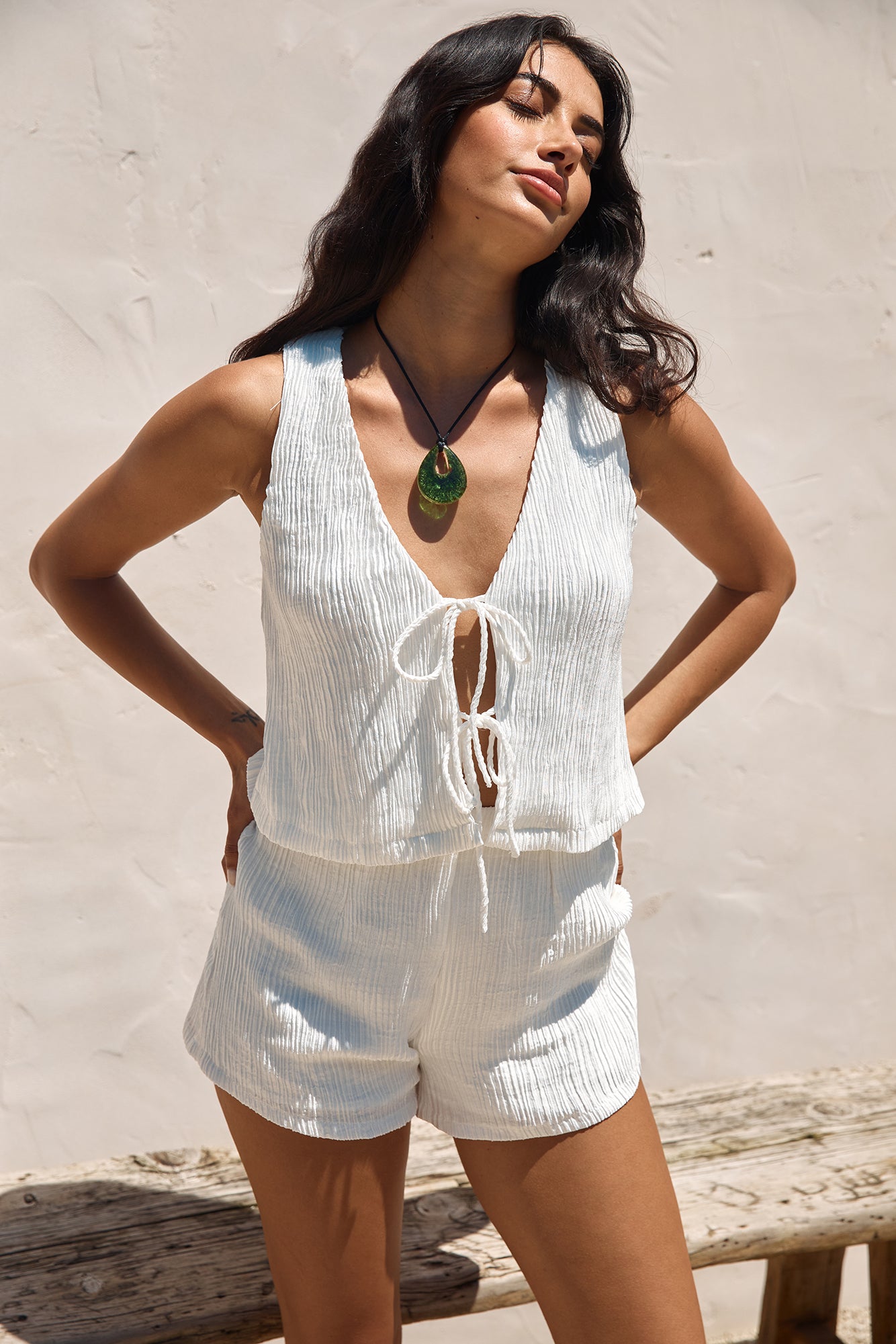 Pearlescent Jewels Crop Top White-Roy Dress