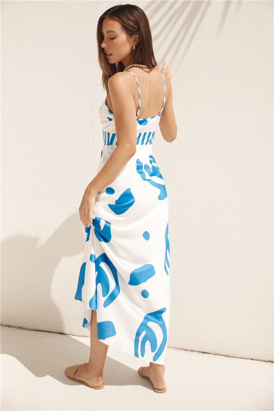 Whirlwind Skies Satin Maxi Dress Blue-Roy Dress