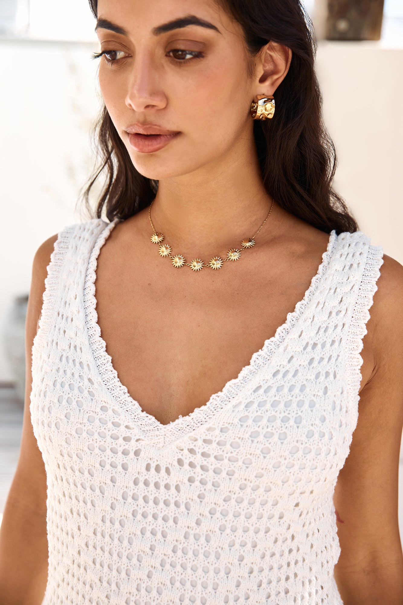 18k Gold Plated Bronze Perfection Necklace Gold-Roy Dress