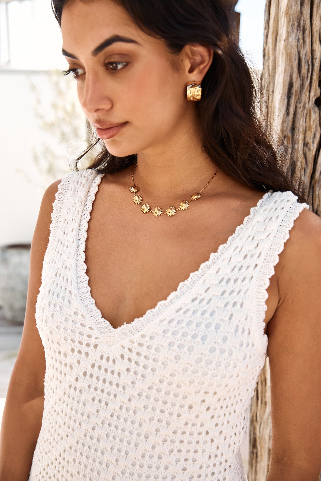 18k Gold Plated Bronze Perfection Necklace Gold-Roy Dress