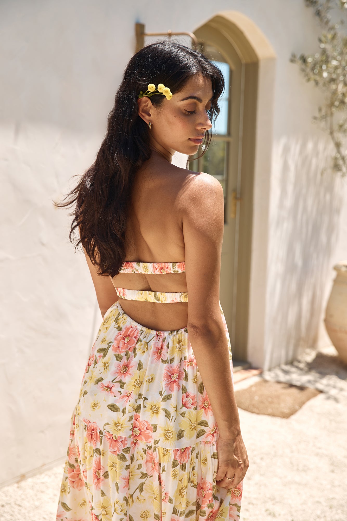 Field Wanderer Strapless Maxi Dress Yellow-Roy Dress