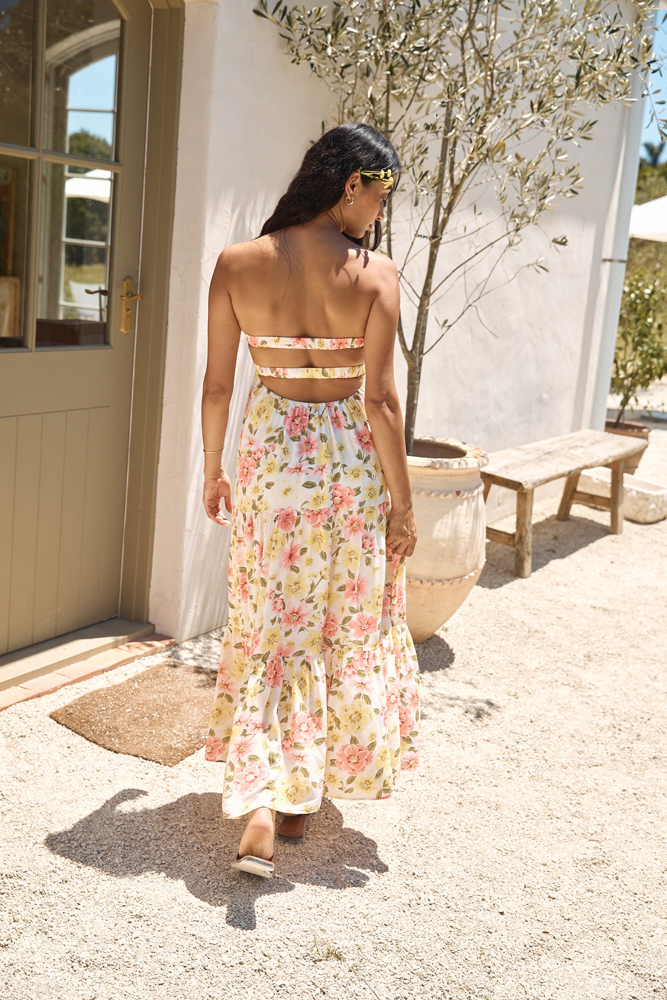 Field Wanderer Strapless Maxi Dress Yellow-Roy Dress