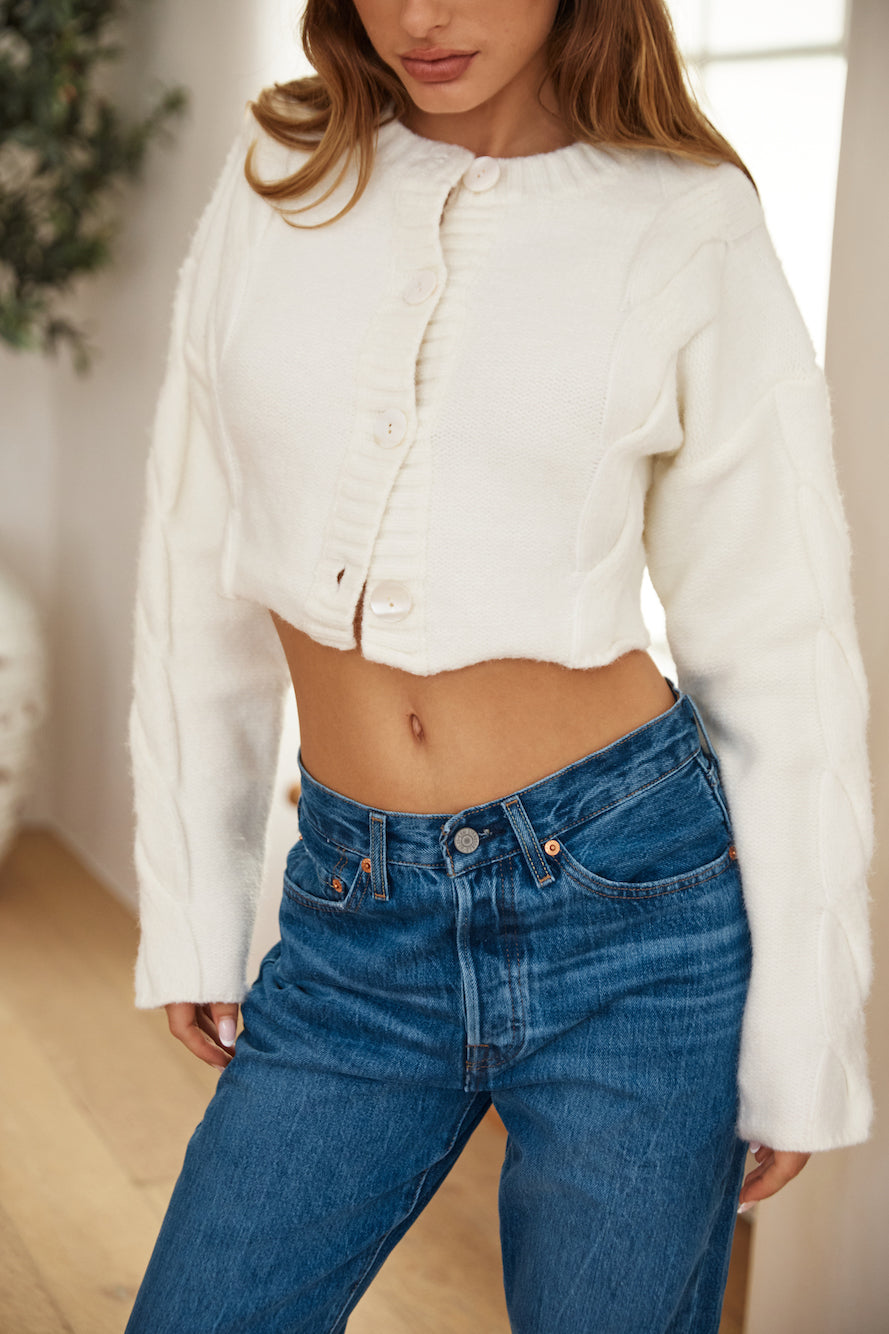 SNDYS Laine Cable Cardigan Powder-Roy Dress