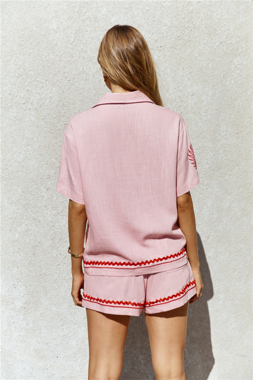 Blushing Beauty Linen Shirt Pink-Roy Dress