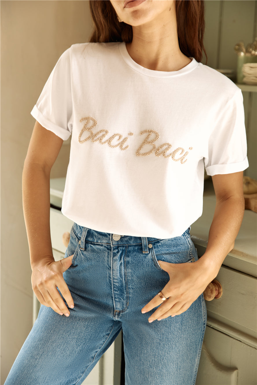 Baci Baci T-Shirt Top White-Roy Dress