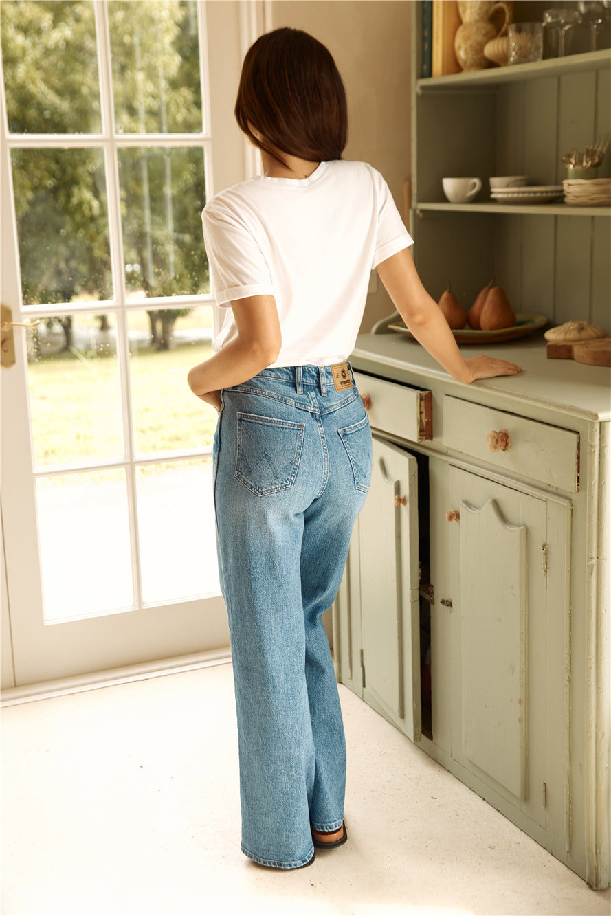 WRANGLER Hi Bells Jeans Wipeout Blue-Roy Dress