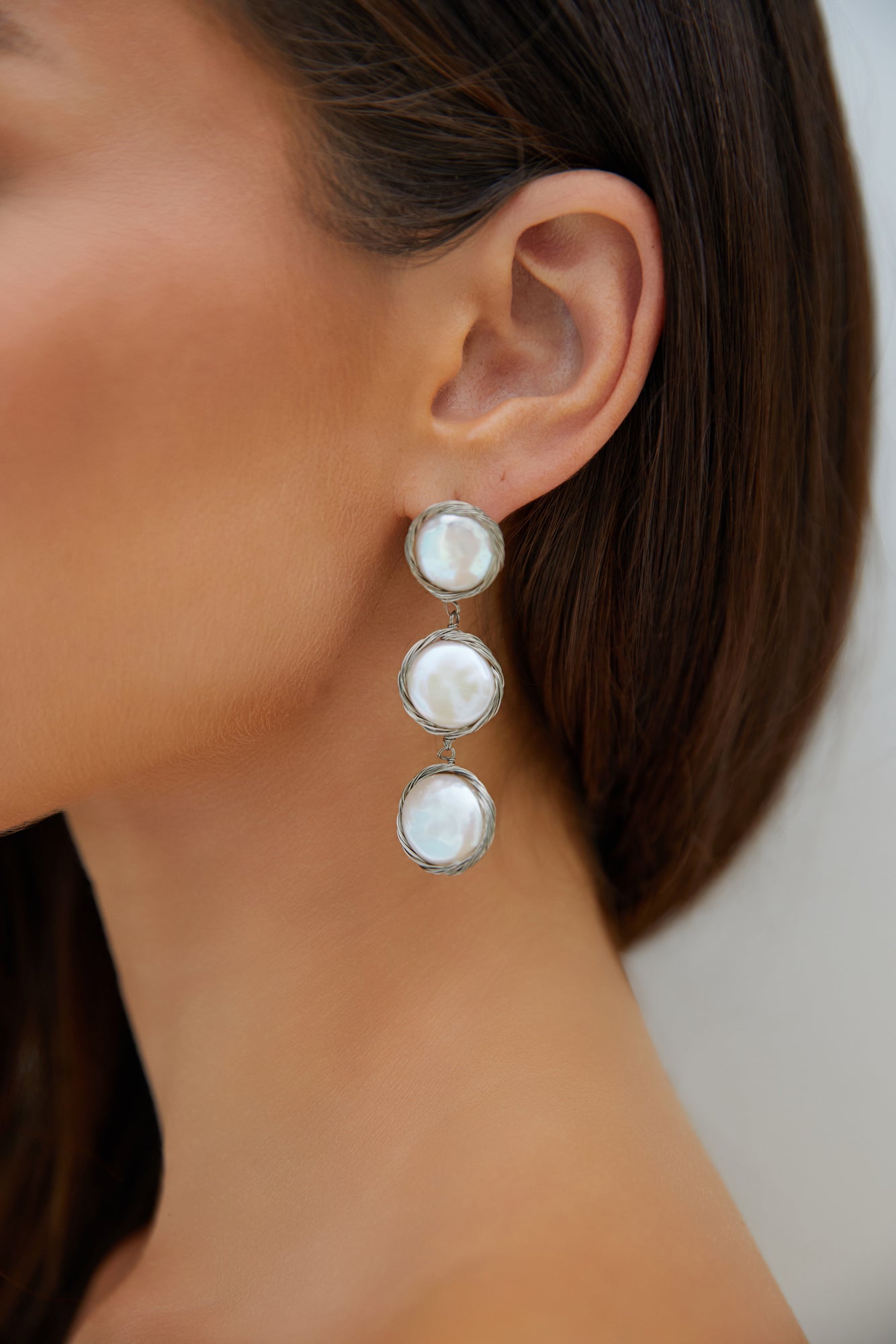 18K Gold Plated Precious Pearls Earrings Silver-Roy Dress