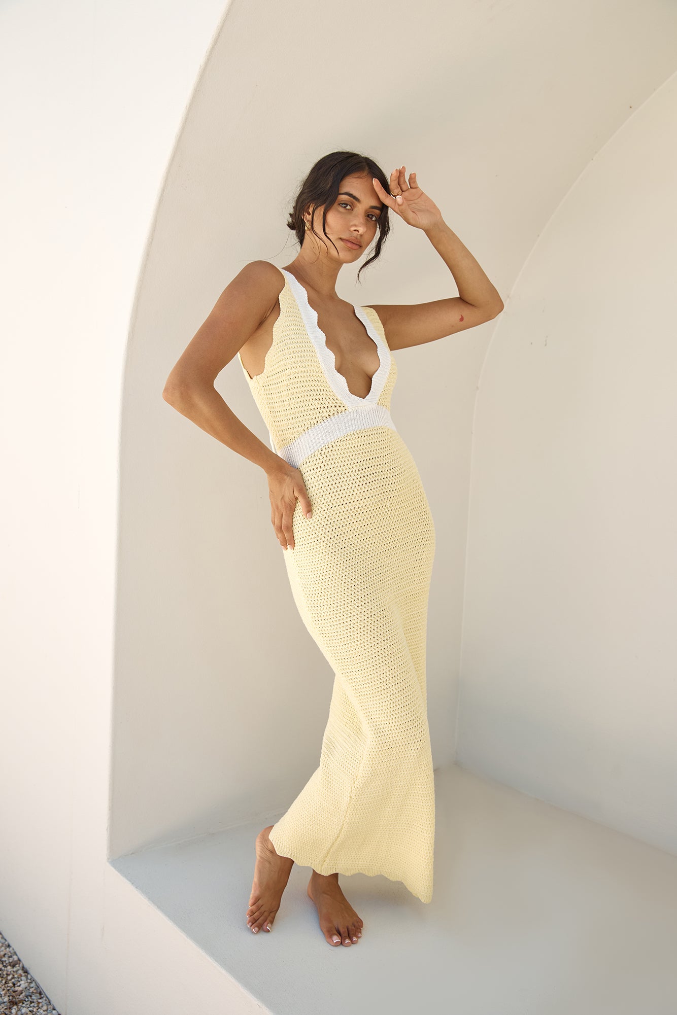 Lisbon Lover Knit Maxi Dress Yellow-Roy Dress