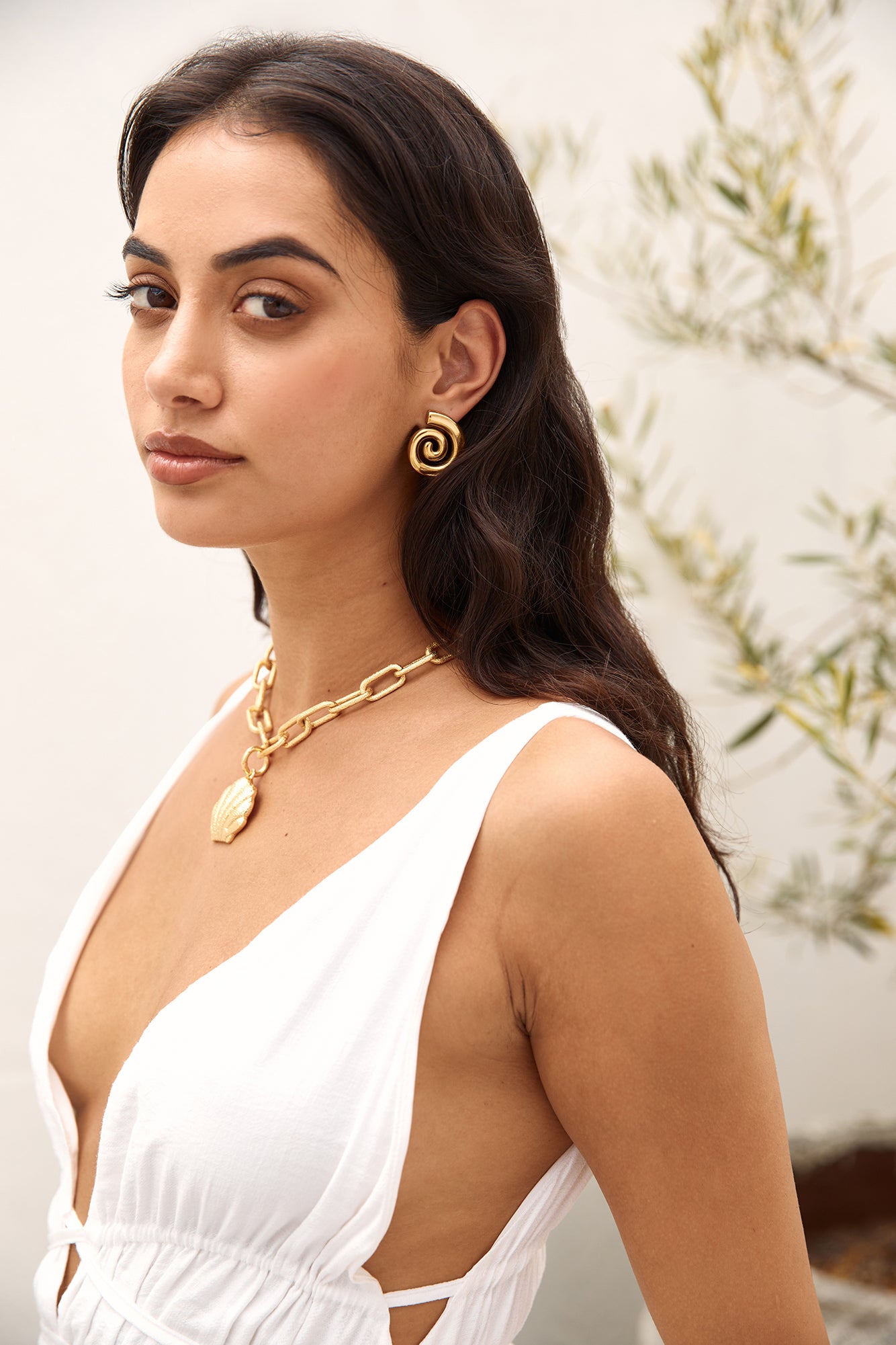 18k Gold Plated Around Cities Earrings Gold-Roy Dress