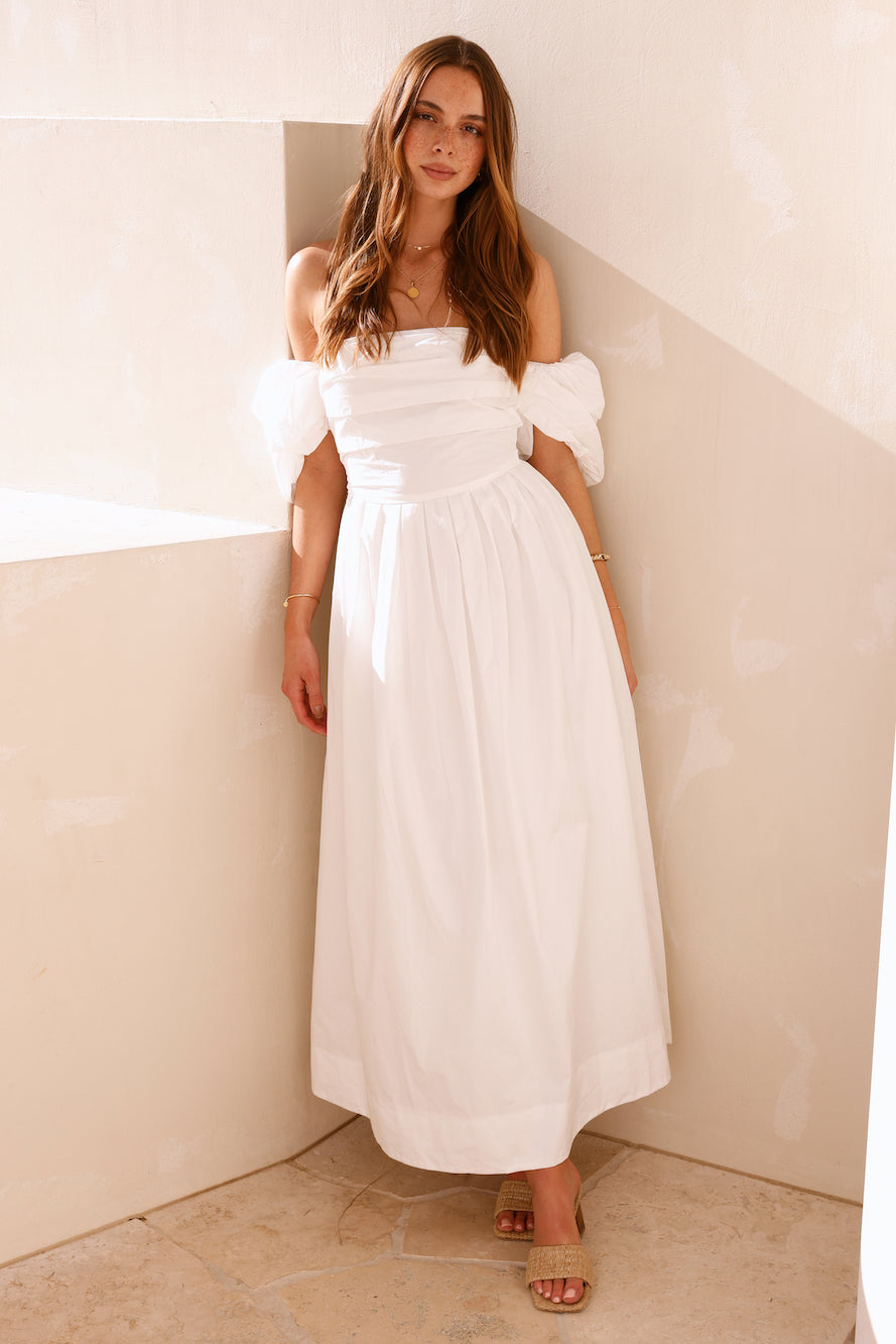Bella Off-Shoulder Maxi Dress White-Roy Dress