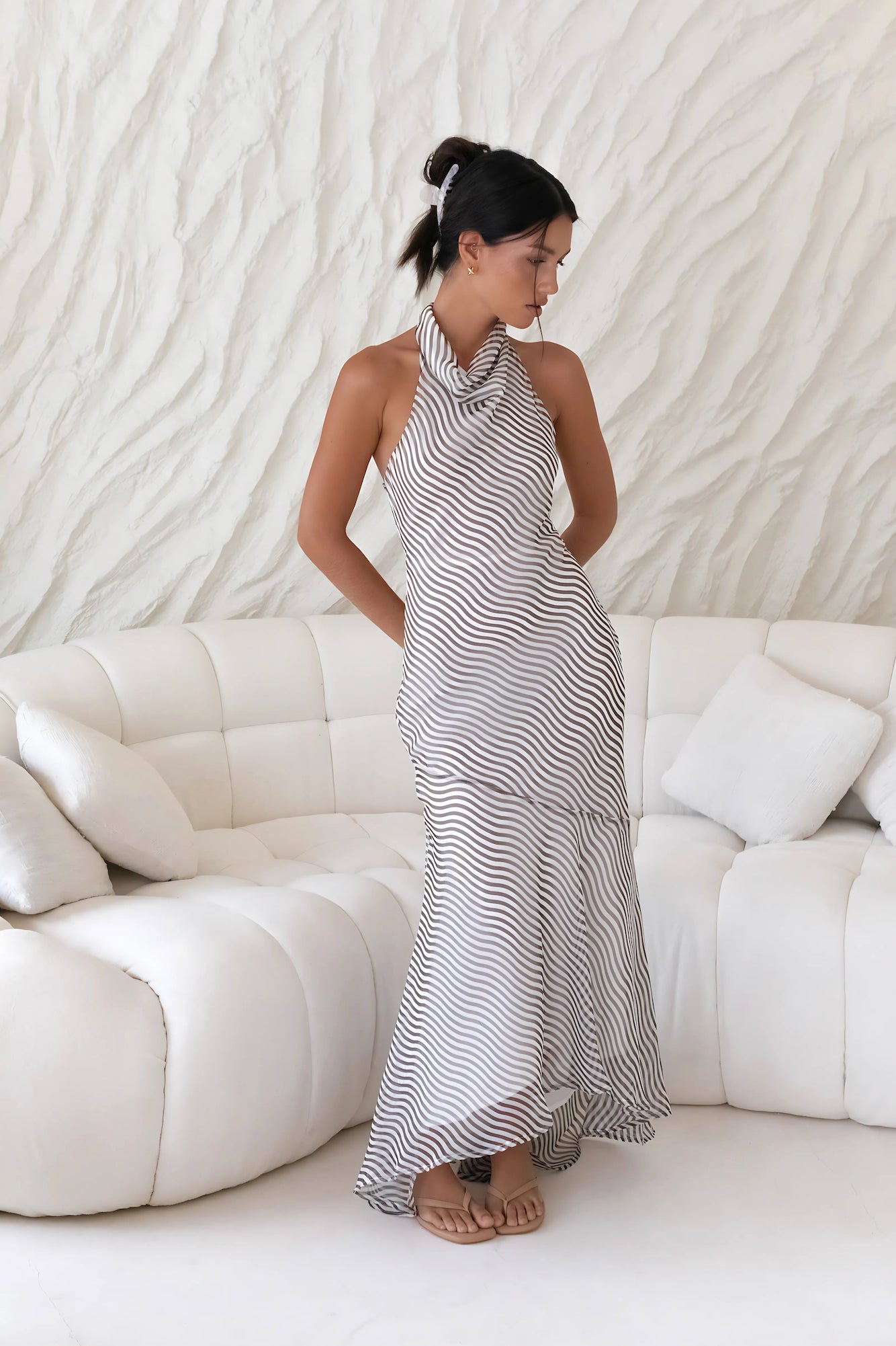 Tidal Wave Maxi Dress Brown-Roy Dress