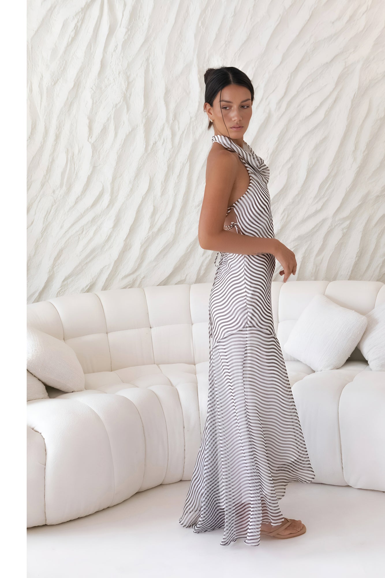 Tidal Wave Maxi Dress Brown-Roy Dress