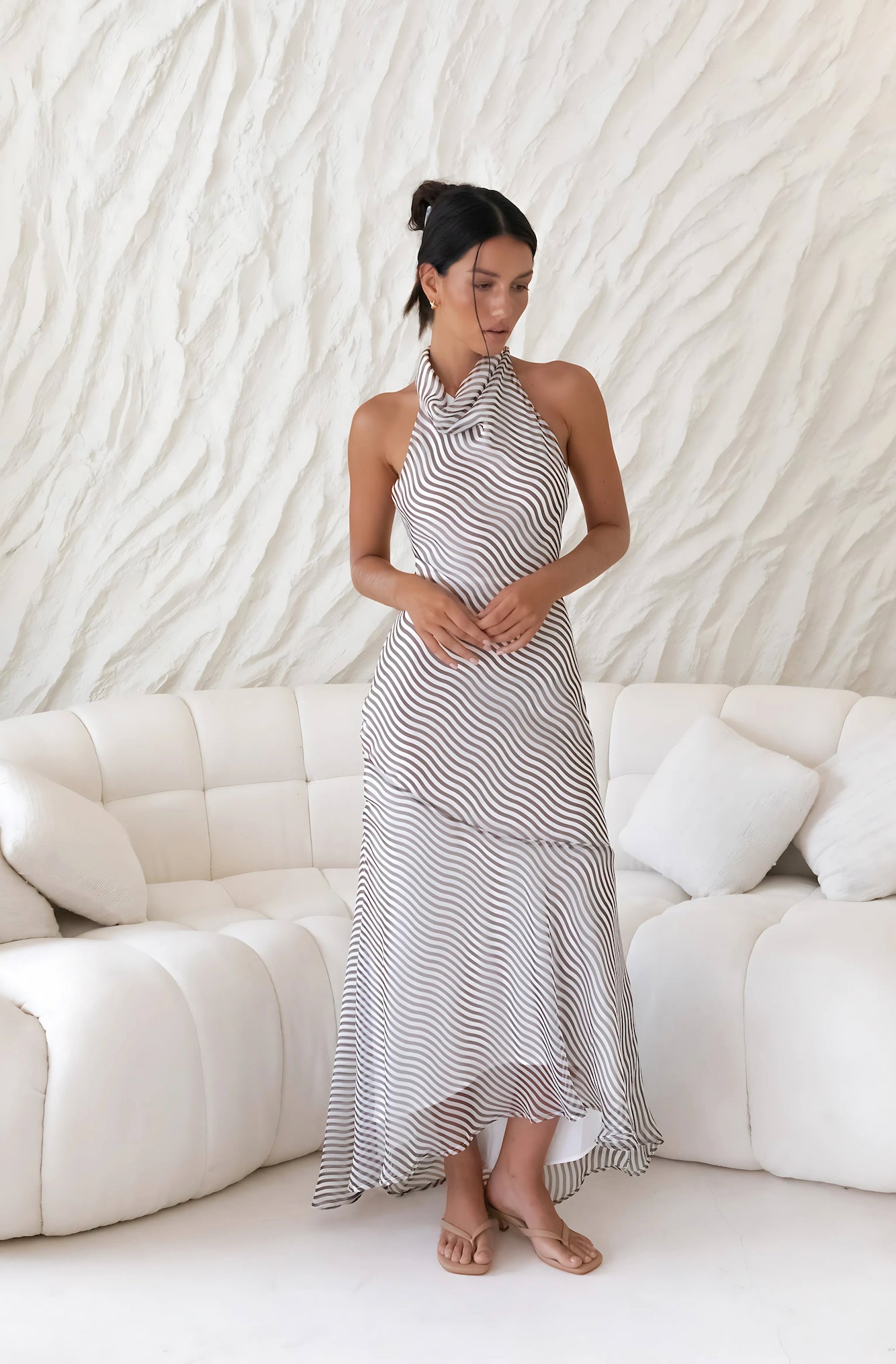 Tidal Wave Maxi Dress Brown-Roy Dress