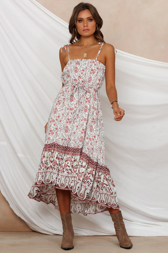 Alvarado Terrace Midi Dress Pink-Roy Dress