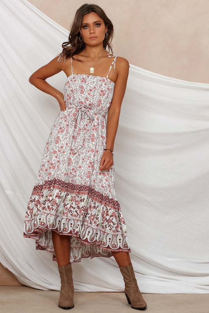 Alvarado Terrace Midi Dress Pink-Roy Dress