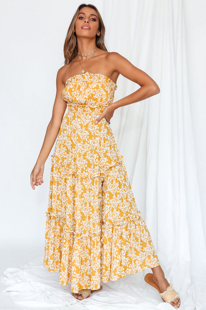 Atlas Maxi Dress Mustard-Roy Dress