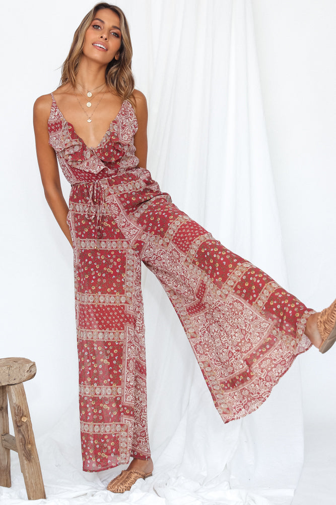 Bon Voyage Jumpsuit Burgundy-Roy Dress