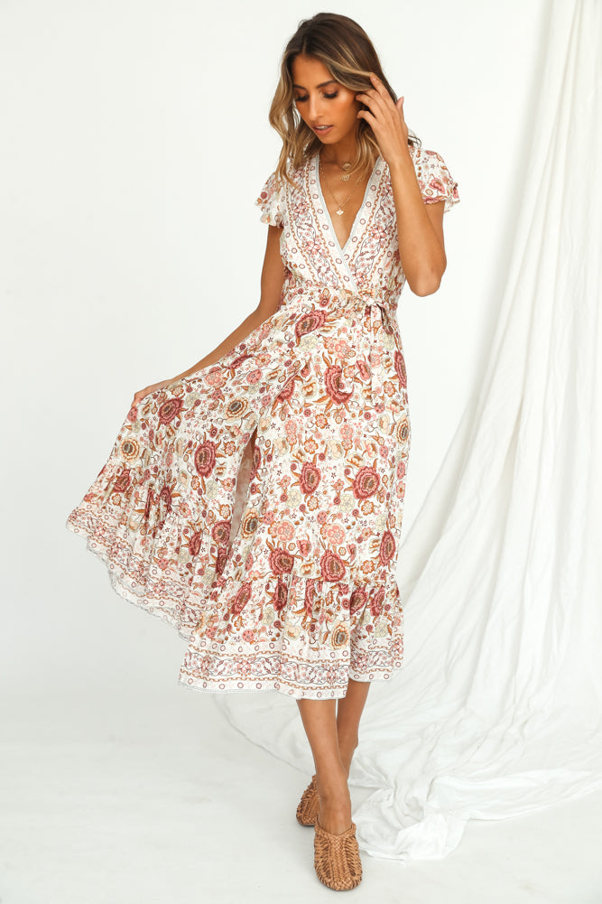 Abner Terrace Midi Dress Pink-Roy Dress