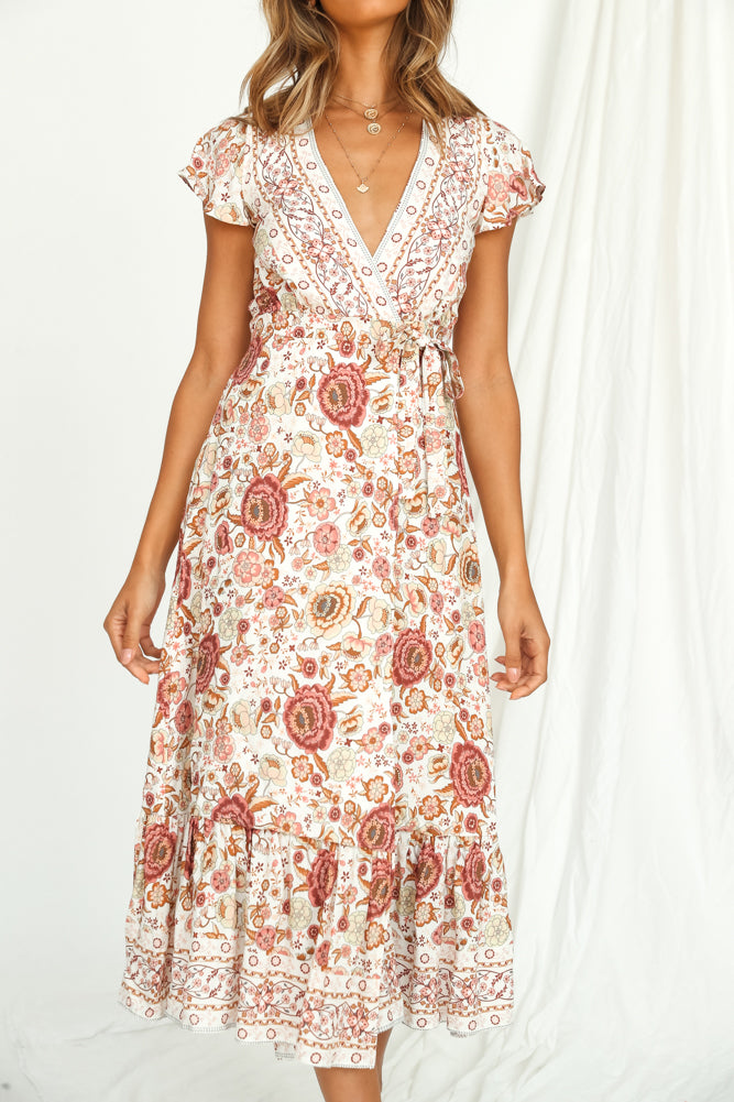 Abner Terrace Midi Dress Pink-Roy Dress