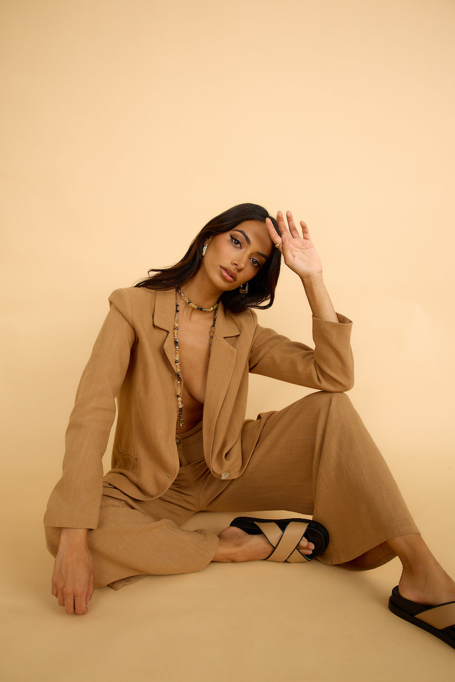 GIRL AND THE SUN Dolores Blazer Walnut-Roy Dress