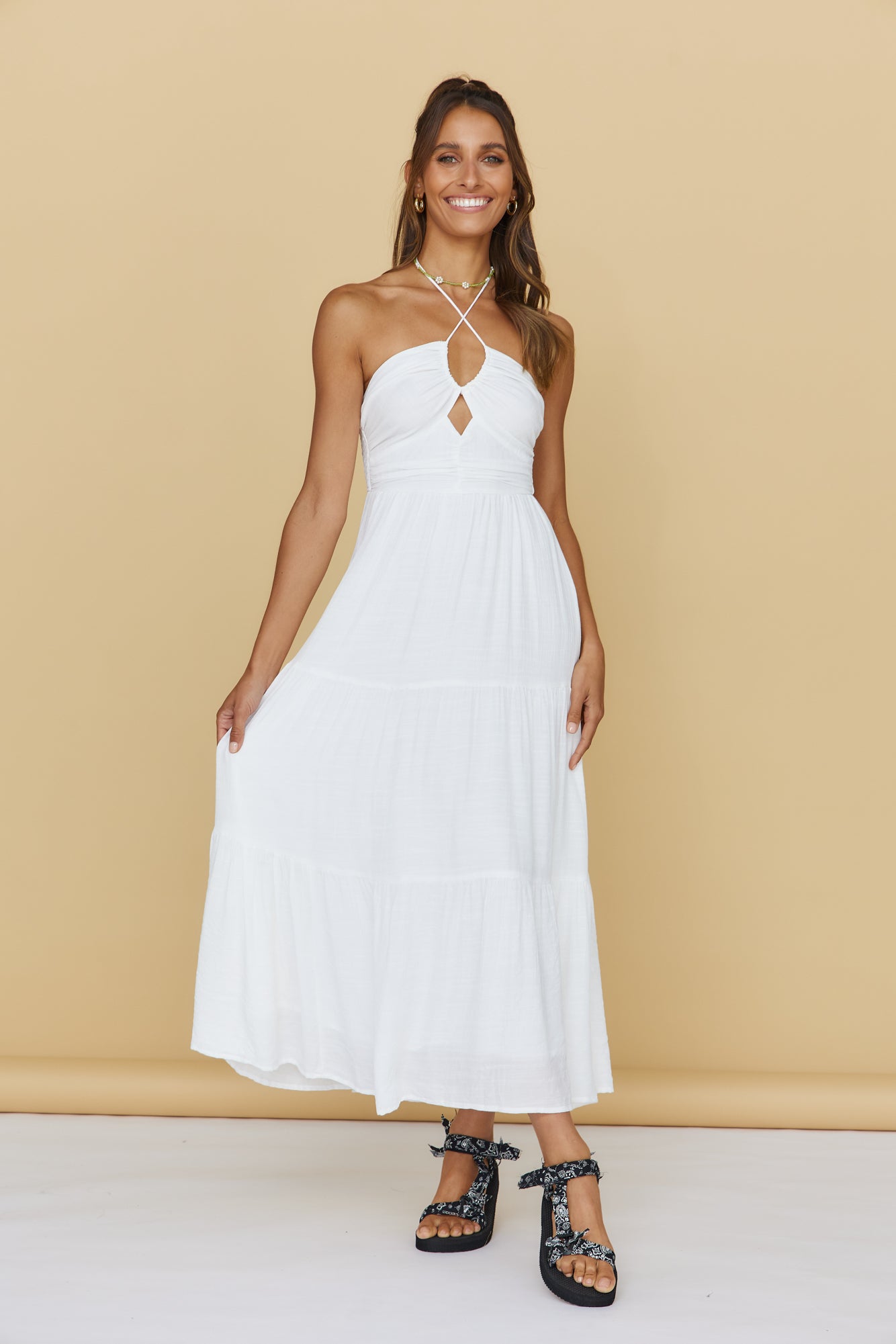 At First Light Maxi Dress White-Roy Dress