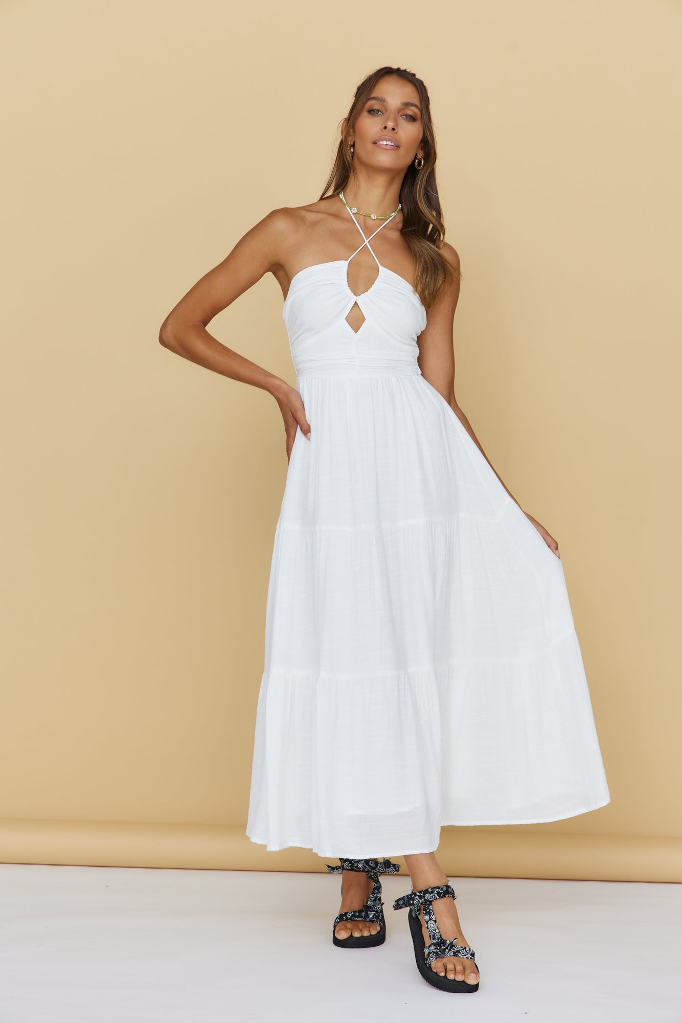 At First Light Maxi Dress White-Roy Dress