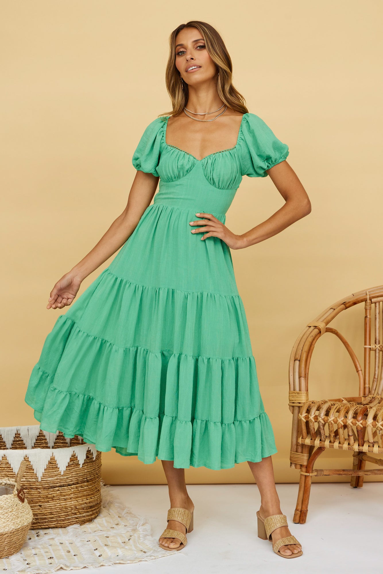 Serendipitous Moments Maxi Dress Green-Roy Dress