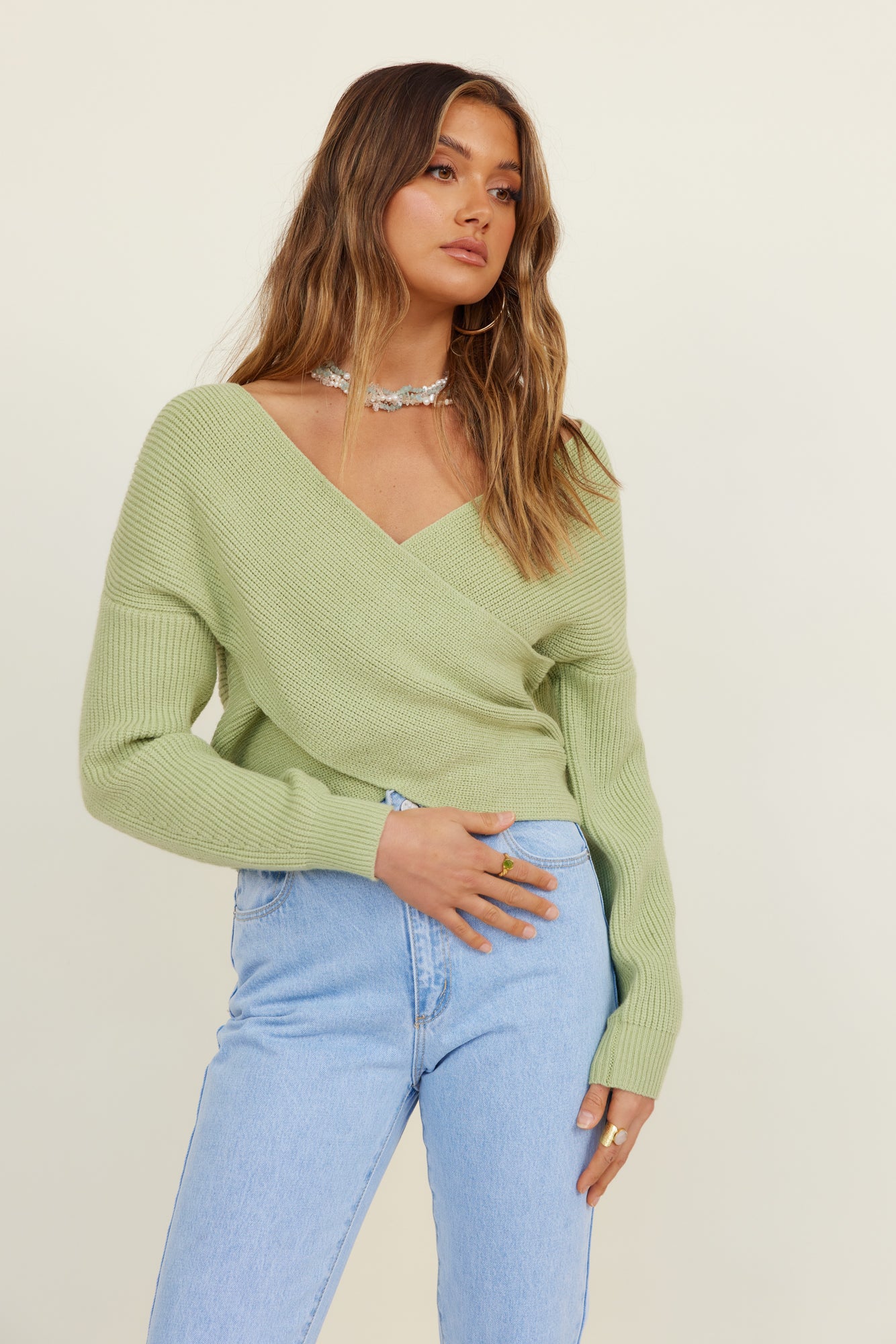 Days Around Me Knit Jumper Green-Roy Dress