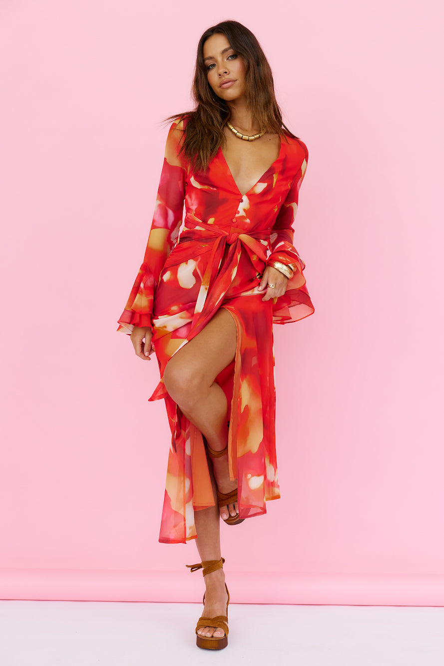 Around The Oasis Maxi Dress Red-Roy Dress