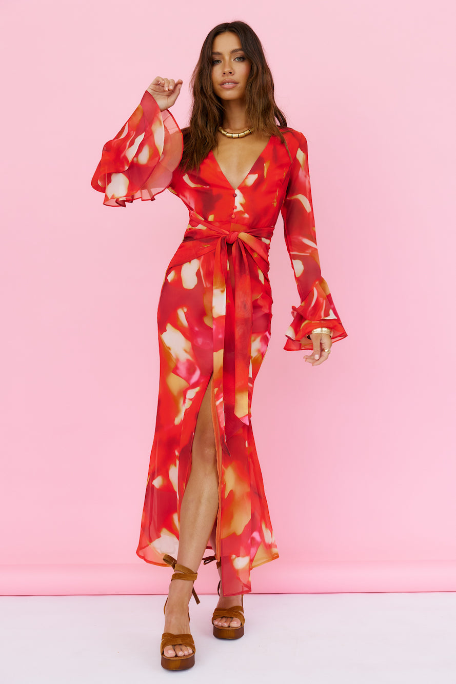 Around The Oasis Maxi Dress Red-Roy Dress