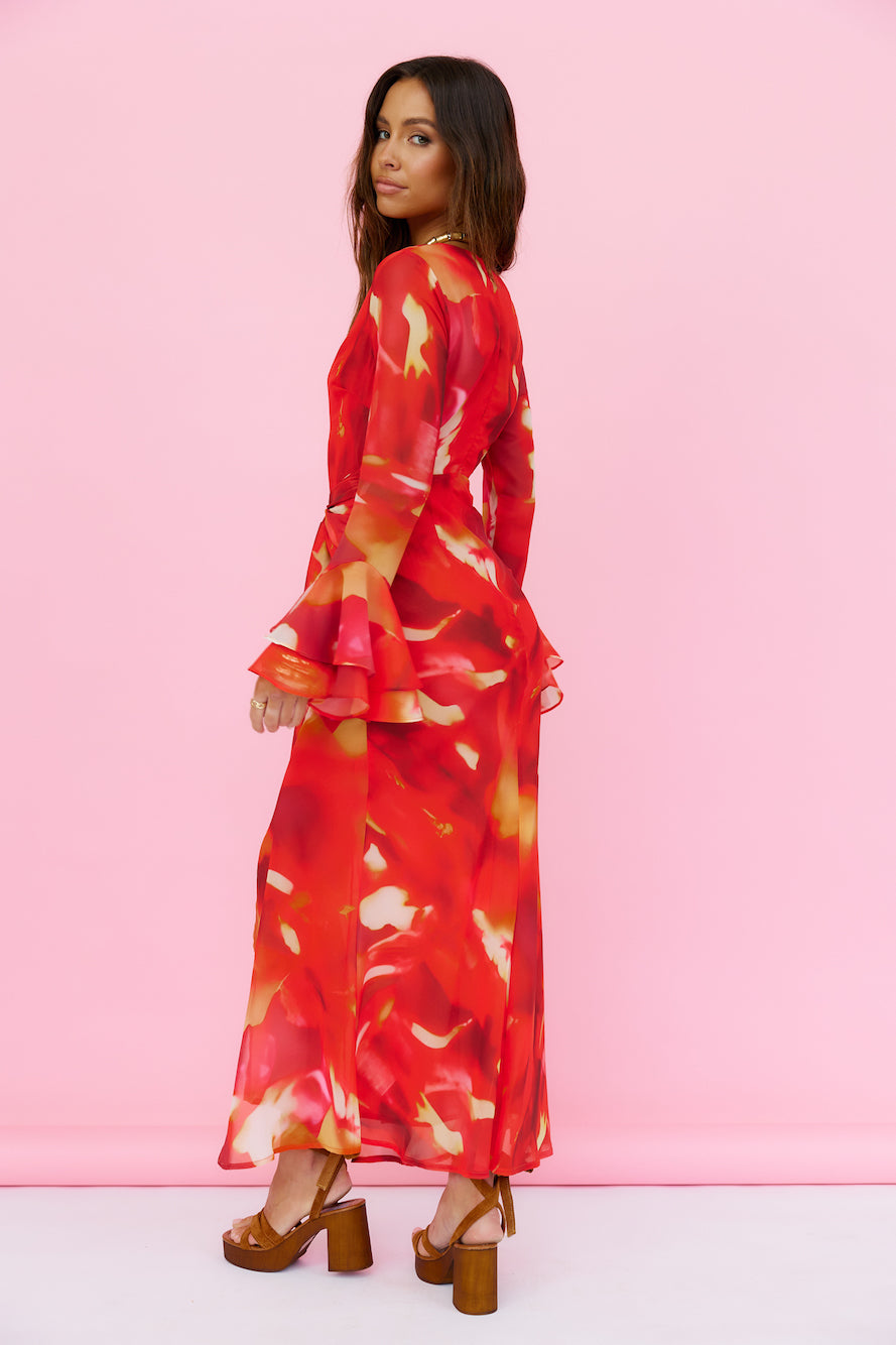 Around The Oasis Maxi Dress Red-Roy Dress