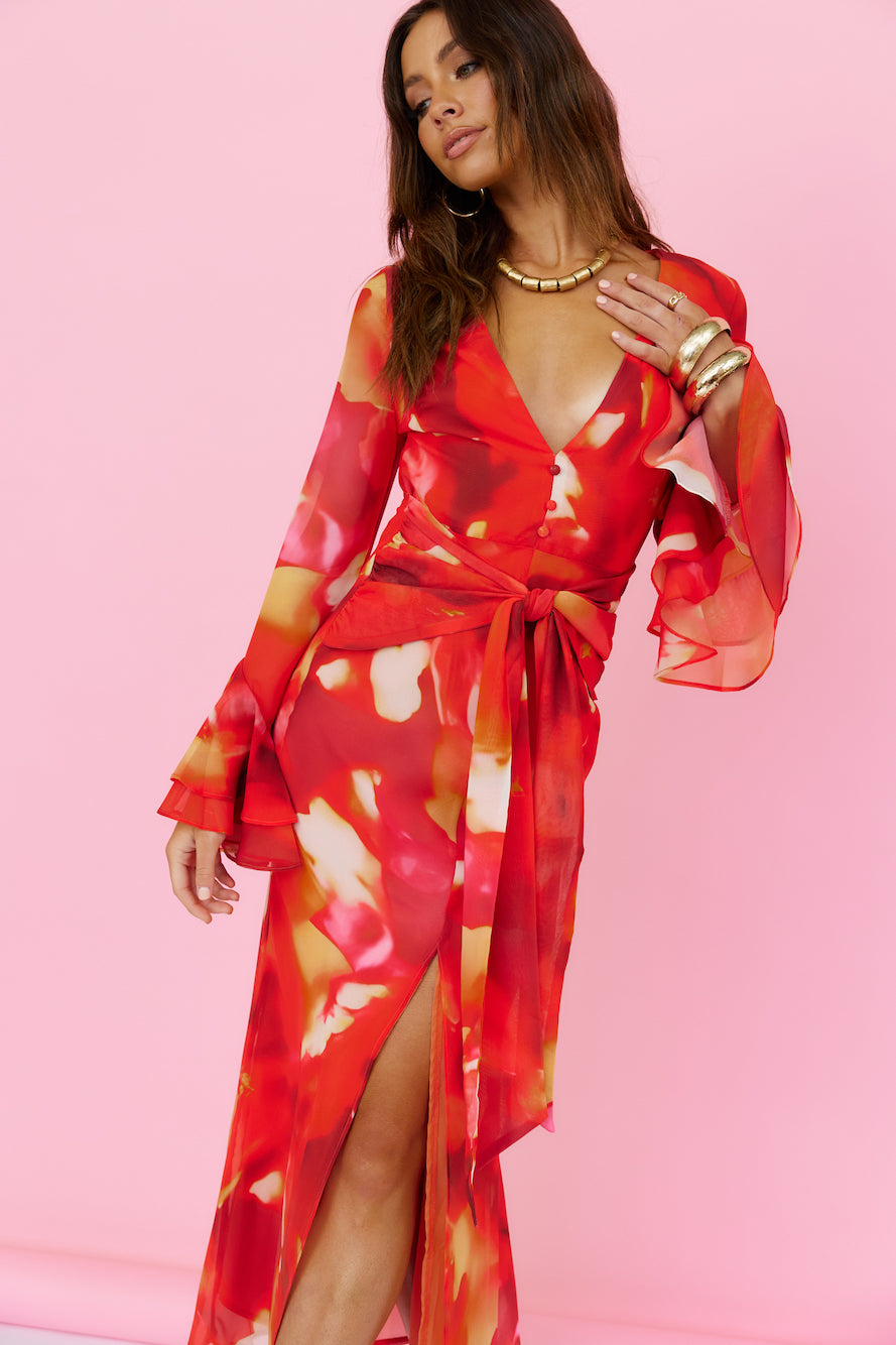 Around The Oasis Maxi Dress Red-Roy Dress