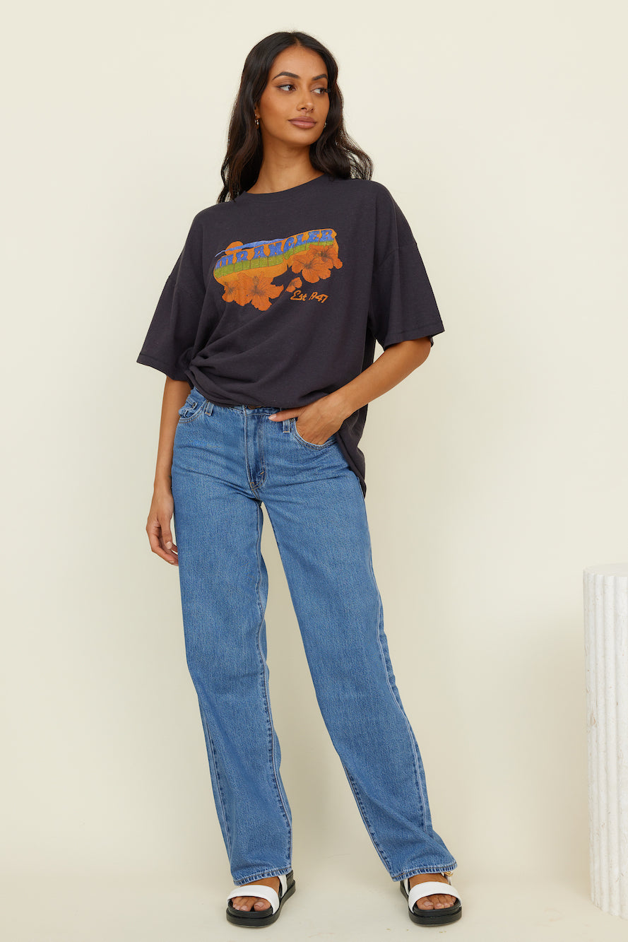 WRANGLER Sweet Breeze OS Hemp Tee Worn Black-Roy Dress