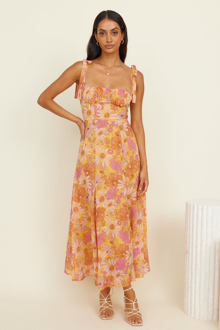 Lost In Paradise Maxi Dress Yellow-Roy Dress