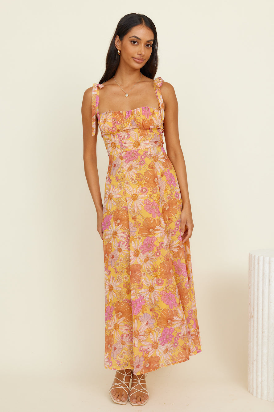 Lost In Paradise Maxi Dress Yellow-Roy Dress