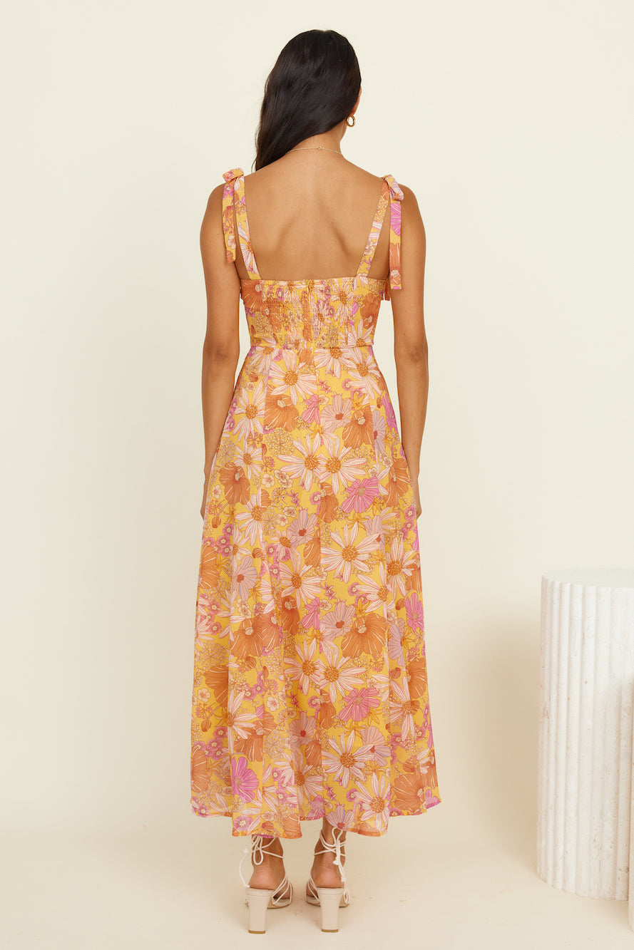 Lost In Paradise Maxi Dress Yellow-Roy Dress